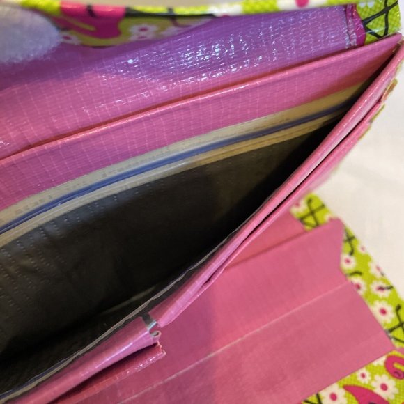 Clutch Duct Tape Wallet Green Pink Flamingo Pattern 7.5" x 4" Pocketbook Pouch - Picture 8 of 11
